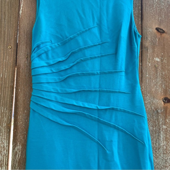 CACHE CONTOUR Women’s Blue Teal Sheath Pencil Dress Sleeveless Mini Size 8 - Picture 3 of 11